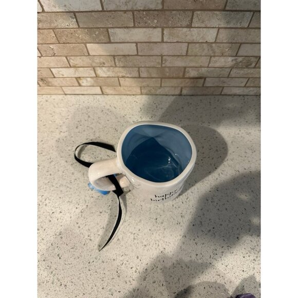 Rae Dunn Frosty The Snowman HAPPY BIRTHDAY Mug With Snow And Blue Interior NEW - Picture 3 of 3